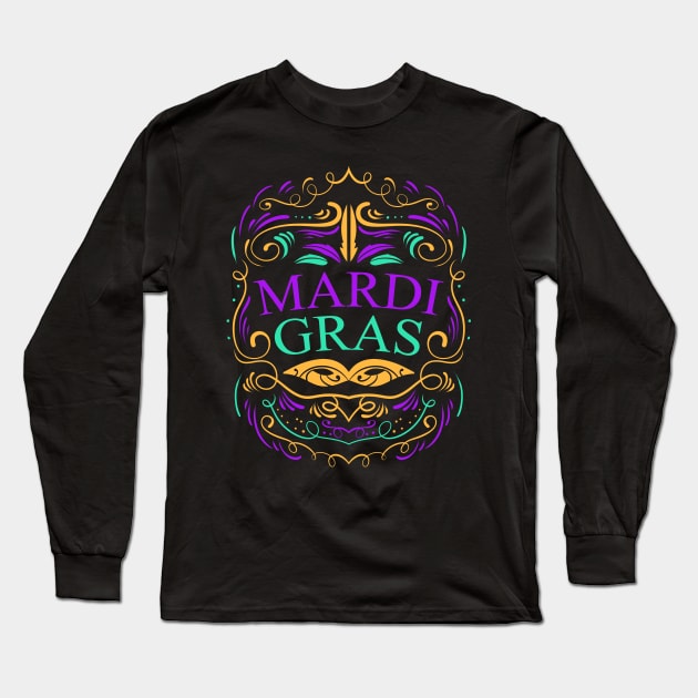 Lettering And Ornaments For Mardi Gras Long Sleeve T-Shirt by SinBle
